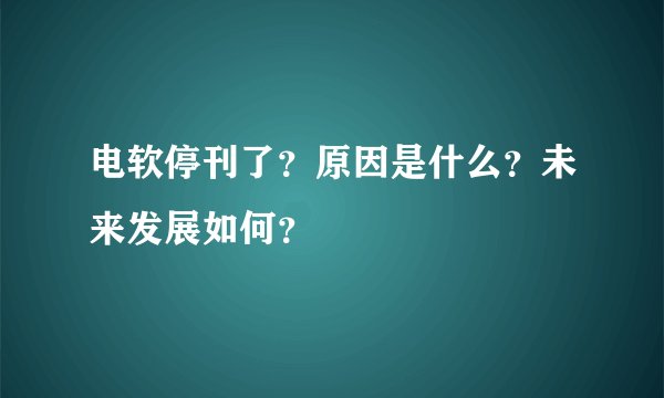 电软停刊了？原因是什么？未来发展如何？