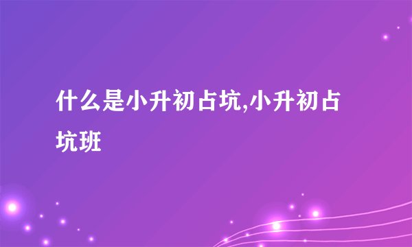 什么是小升初占坑,小升初占坑班