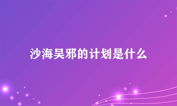 沙海吴邪的计划是什么