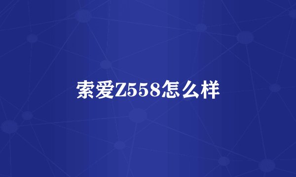 索爱Z558怎么样