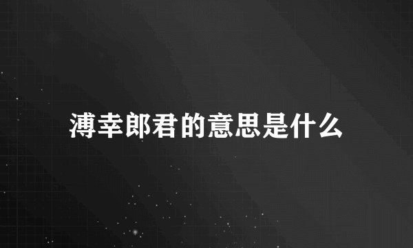 溥幸郎君的意思是什么