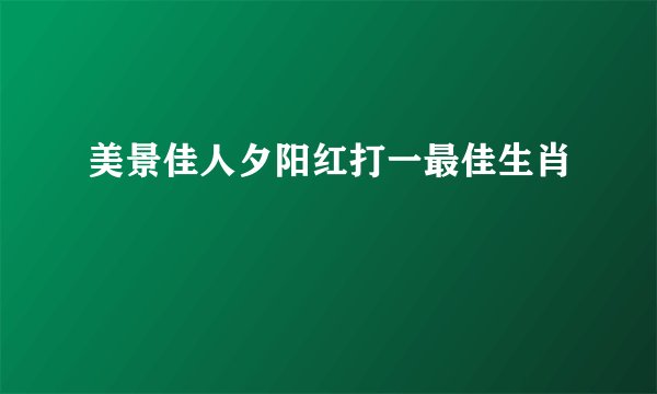 美景佳人夕阳红打一最佳生肖