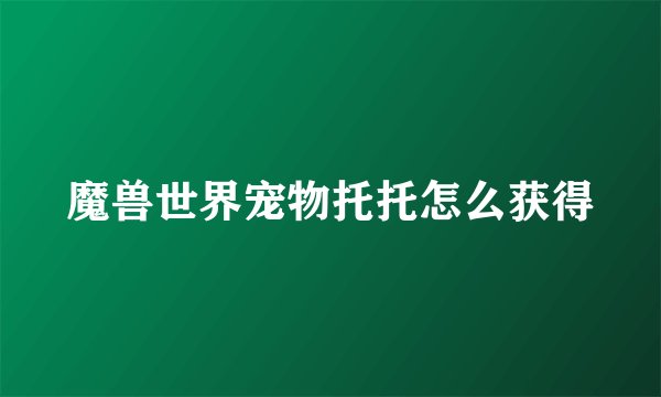 魔兽世界宠物托托怎么获得