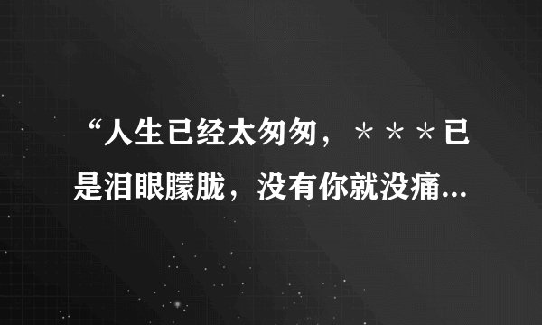 “人生已经太匆匆，＊＊＊已是泪眼朦胧，没有你就没痛，将往事留在风中”这是哪首歌的歌词？