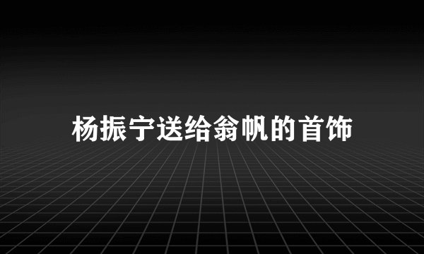 杨振宁送给翁帆的首饰