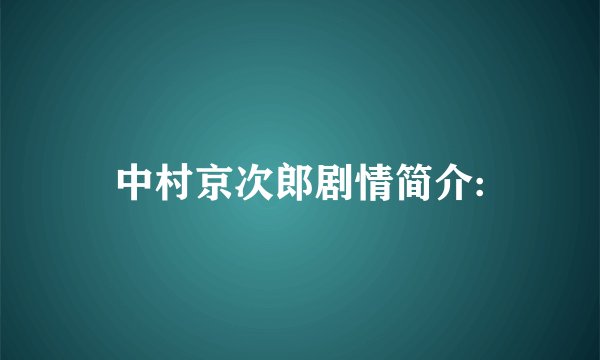中村京次郎剧情简介: