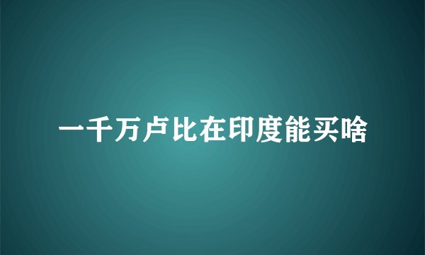 一千万卢比在印度能买啥