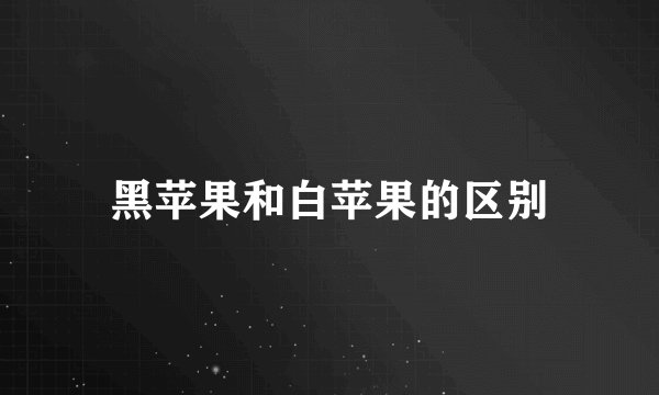 黑苹果和白苹果的区别