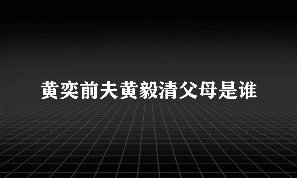 黄奕前夫黄毅清父母是谁