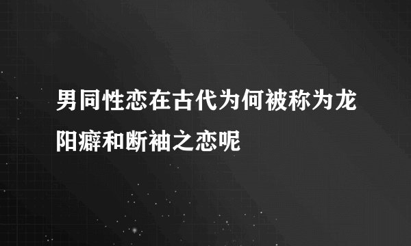 男同性恋在古代为何被称为龙阳癖和断袖之恋呢