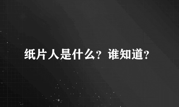 纸片人是什么？谁知道？