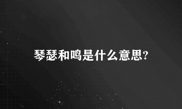 琴瑟和鸣是什么意思?