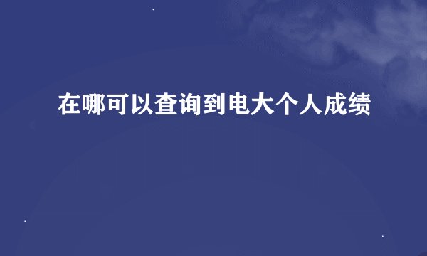 在哪可以查询到电大个人成绩