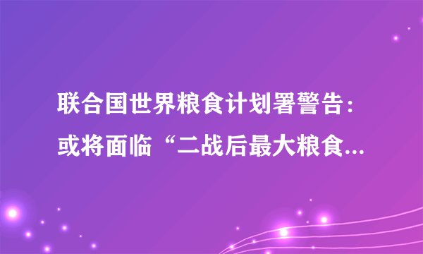 联合国世界粮食计划署警告：或将面临“二战后最大粮食危机”，17亿人将面临饥饿问题