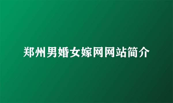 郑州男婚女嫁网网站简介