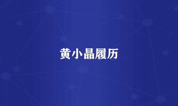 黄小晶履历