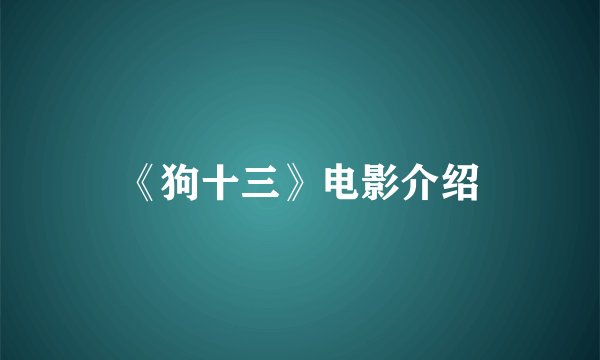 《狗十三》电影介绍