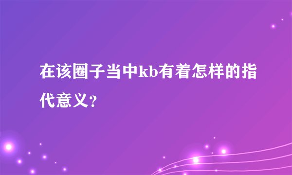 在该圈子当中kb有着怎样的指代意义？