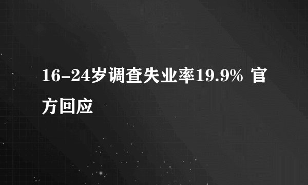 16-24岁调查失业率19.9% 官方回应