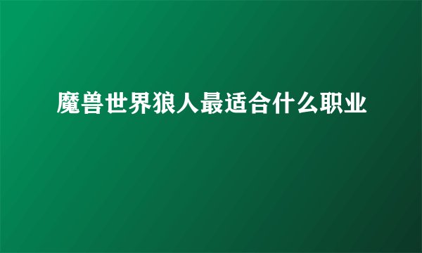 魔兽世界狼人最适合什么职业