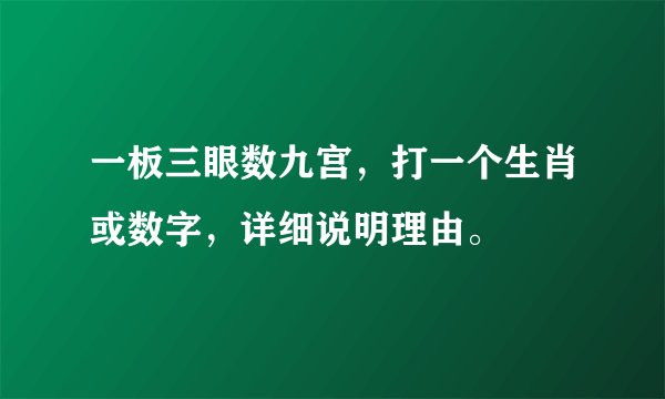 一板三眼数九宫，打一个生肖或数字，详细说明理由。