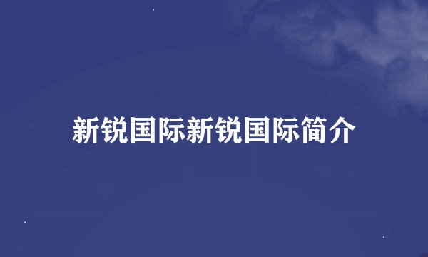 新锐国际新锐国际简介