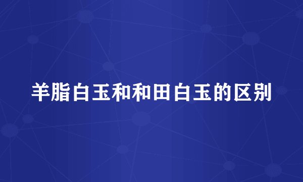 羊脂白玉和和田白玉的区别
