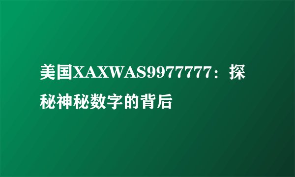 美国XAXWAS9977777：探秘神秘数字的背后