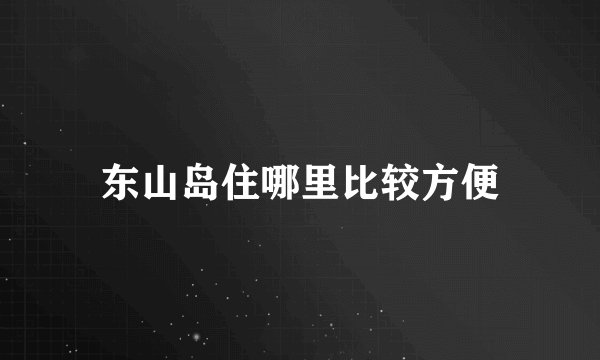 东山岛住哪里比较方便