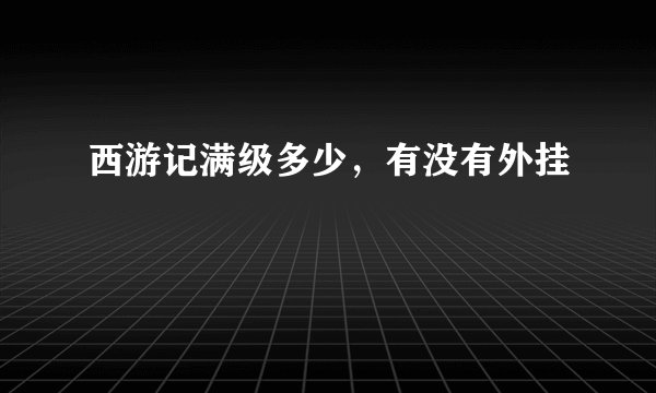 西游记满级多少，有没有外挂