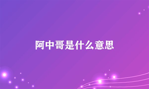 阿中哥是什么意思