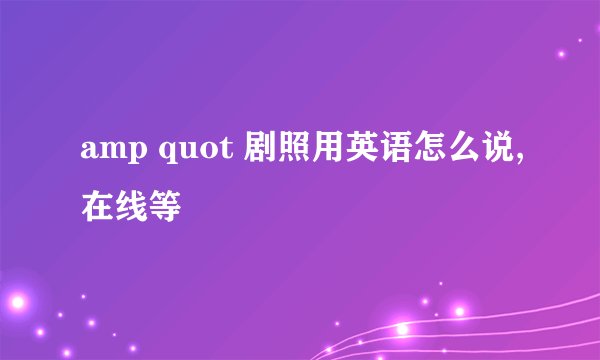 amp quot 剧照用英语怎么说,在线等