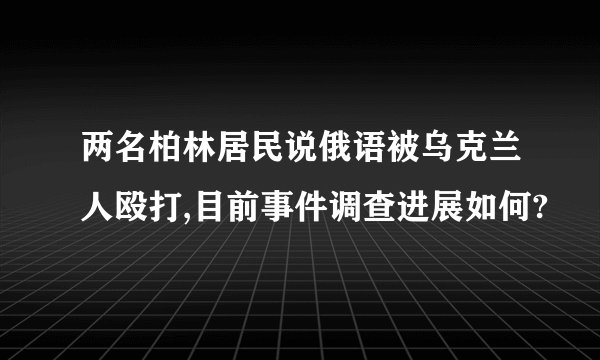 两名柏林居民说俄语被乌克兰人殴打,目前事件调查进展如何?