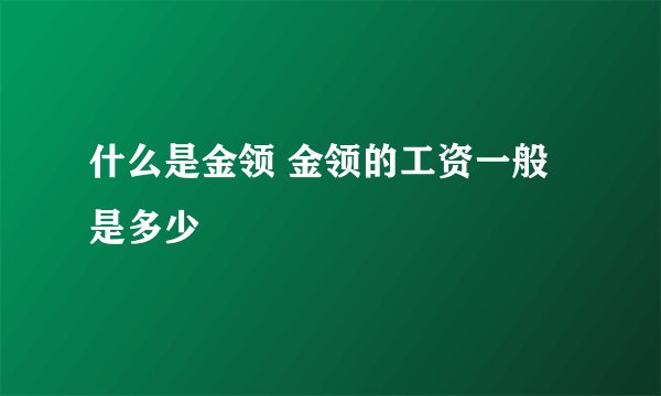 什么是金领 金领的工资一般是多少