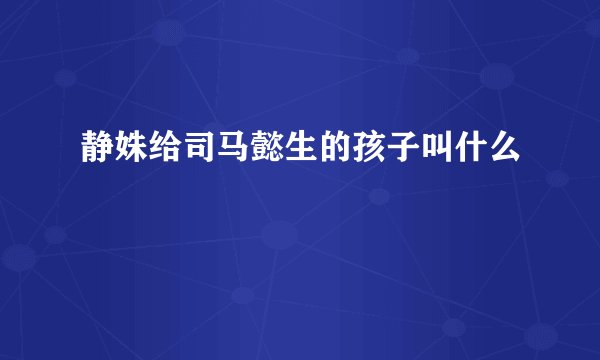 静姝给司马懿生的孩子叫什么
