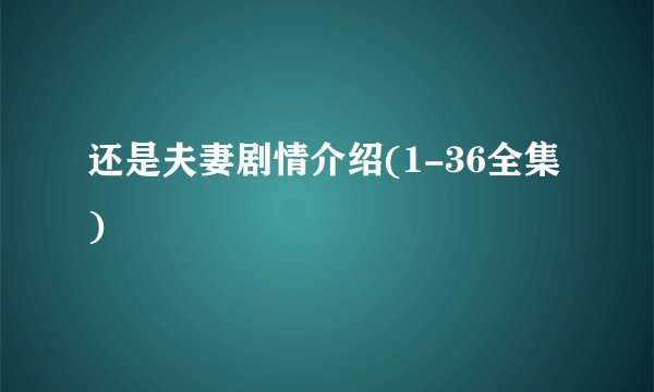 还是夫妻剧情介绍(1-36全集)