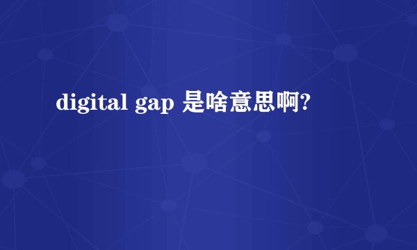 digital gap 是啥意思啊?