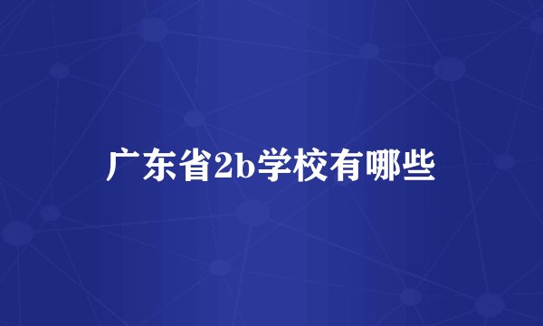 广东省2b学校有哪些