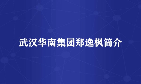武汉华南集团郑逸枫简介