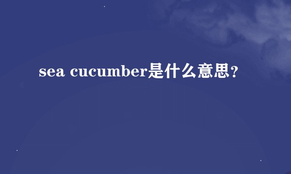 sea cucumber是什么意思？
