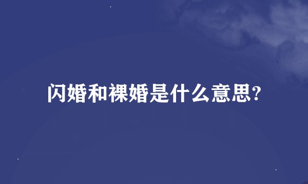 闪婚和裸婚是什么意思?