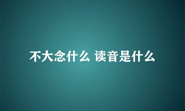 不大念什么 读音是什么