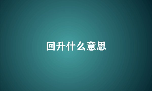 回升什么意思