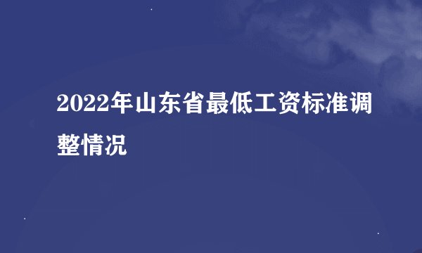 2022年山东省最低工资标准调整情况