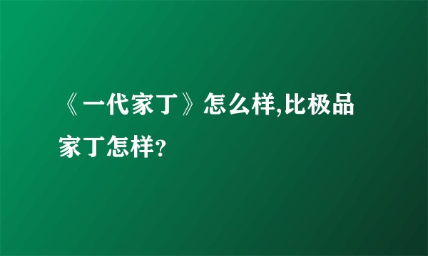 《一代家丁》怎么样,比极品家丁怎样？