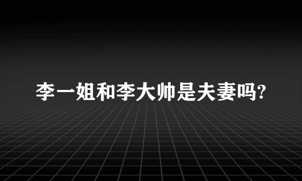 李一姐和李大帅是夫妻吗?