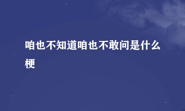 咱也不知道咱也不敢问是什么梗