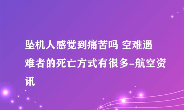 坠机人感觉到痛苦吗 空难遇难者的死亡方式有很多-航空资讯