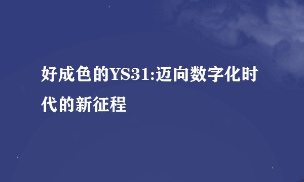 好成色的YS31:迈向数字化时代的新征程