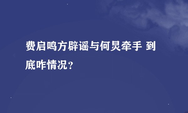 费启鸣方辟谣与何炅牵手 到底咋情况？